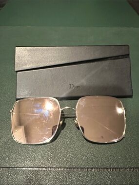Dior Silver Frame Sunglasses with Brown Lenses